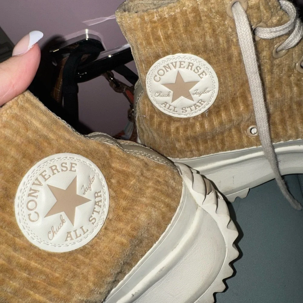 Tan High-Top Sneakers with White Soles